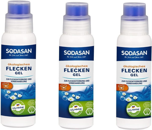 Sodasan Stain Gel With Application Brush, Ecological Stain Gel For Pre-Treatment And Stain Removal, 3 X 200 Ml