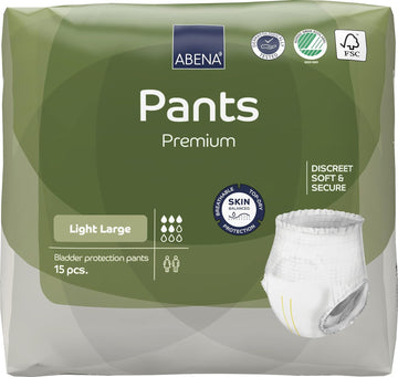 Abena Incontinence Pants Light, Eco-Labelled Incontinence Pants for Men & Women, Comfortable, Protective & Discreet, Fast Absorption, Sustainable Incontinence Pads - L0, 900ml, 40-56" Waist, 15PK