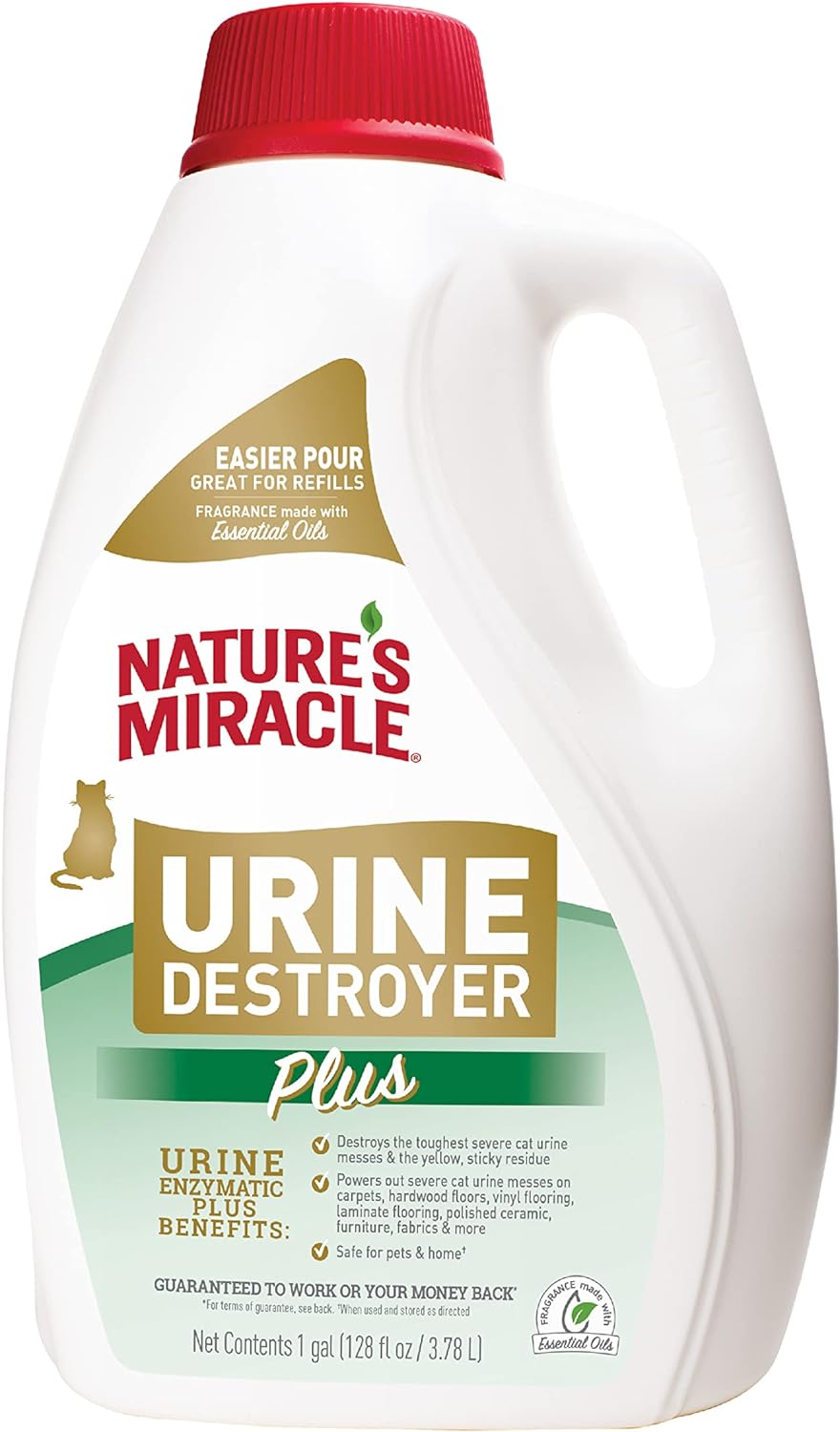 Nature'S Miracle Urine Destroyer Plus For Cats, Enzymatic Formula For Severe Cat Urine Stains, 1 Gal