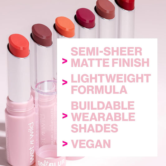 Wet N Wild Soft Blur Matte Lipstick, Velvety Semi-Sheer Buildable Color, Soft Matte Powdery Finish, Comfortable Wear, Vegan & Cruelty-Free - Apricot Smoothie