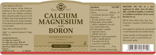 Solgar® Calcium Magnesium Plus Zinc Tablets - Pack Of 100 - Healthy Bones, Teeth & Muscles - Supports Health Of Nervous System - Vegan