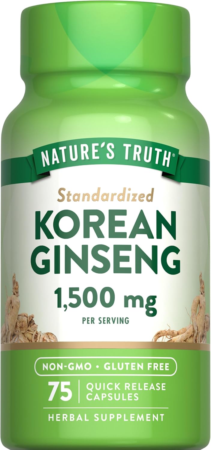 Nature'S Truth Korean Ginseng Capsules | 75 Count | Standardized Extract From Ginseng Root | Non-Gmo, Gluten Free Supplement