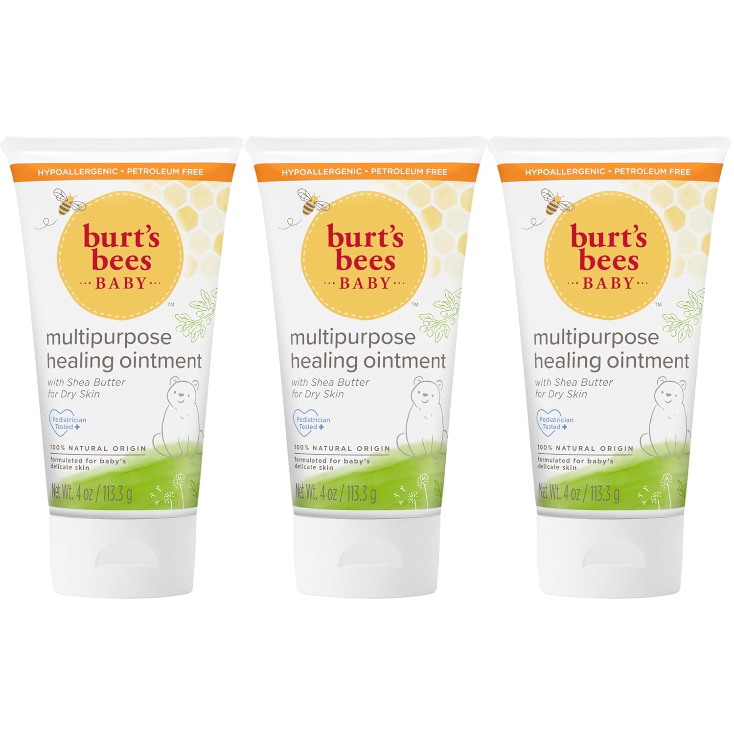 Burt'S Bees Baby 100% Natural Multipurpose Healing Ointment, Face & Body Baby Ointment – 4 Ounce Tube, Pack Of 3