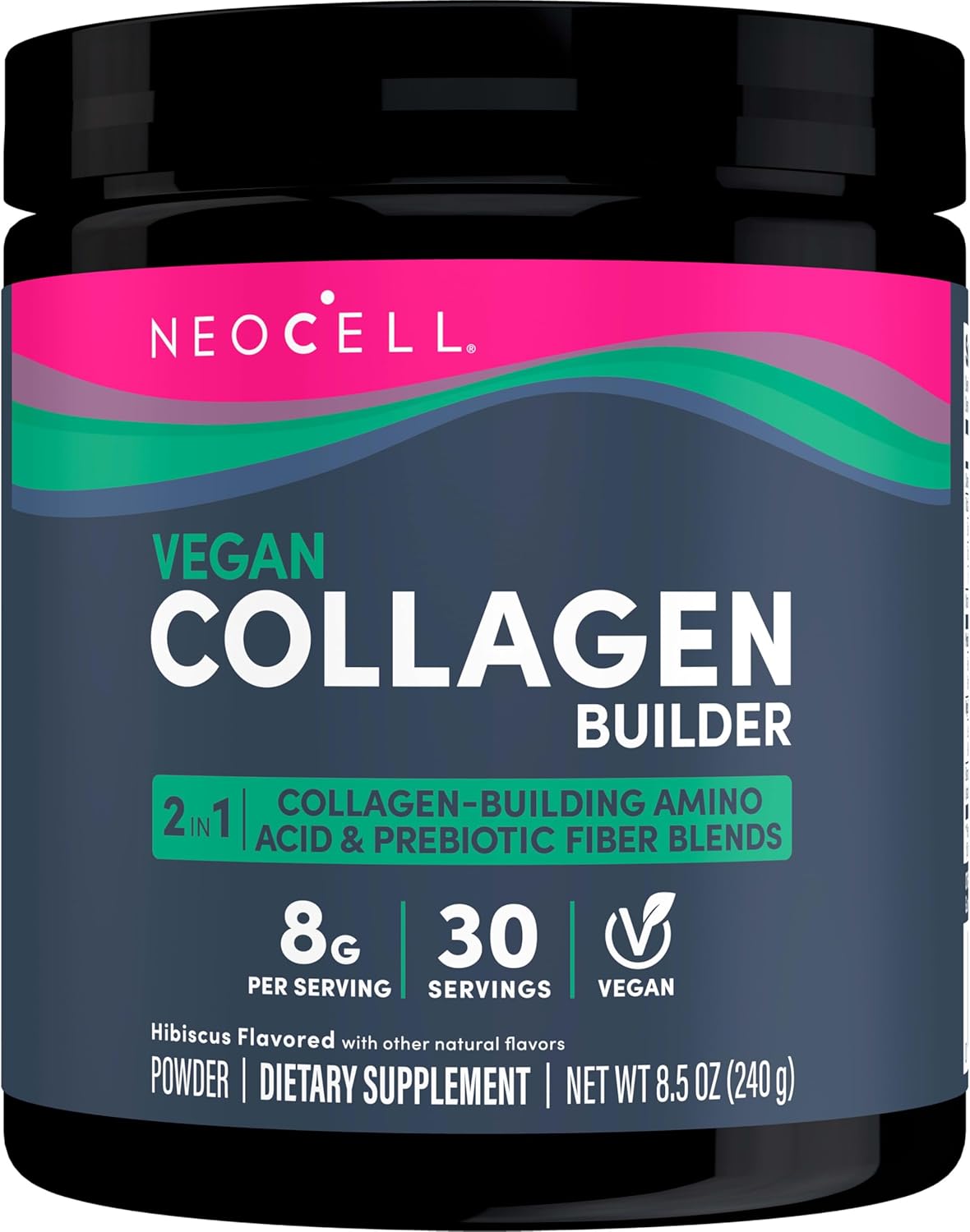 Neocell Vegan Beauty Builder Collagen Alternative; Plant-Based Vegan Collagen-Booster Supports Collagen Production; Hibiscus Flavored; 8 G Powder/Serv; 30 Servs; 8.5 Oz