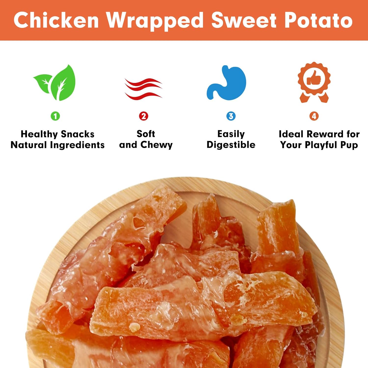 MON2SUN Dog Treats Rawhide Free Chicken Wrapped Sweet Potato Dog Snacks, Gluten & Grain Free Dog Treats for Puppy and Small Dogs, (Chicken, 1.56 Pound-Pack of 1) : Pet Supplies