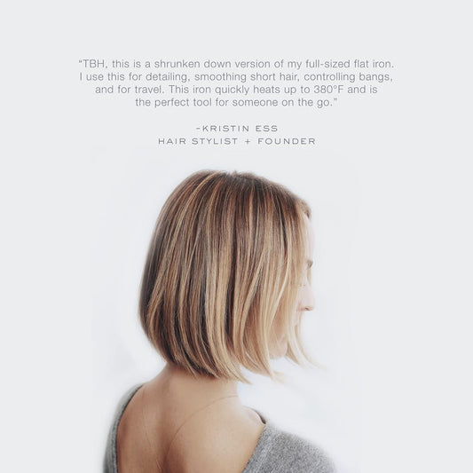 Kristin Ess Titanium Mini Flat Iron Curling Straightener For Short Hair Defining + Detailing - Travel Case, Fast Heat, Dual Voltage, Auto Shut-Off - 3/4 Inch Plates