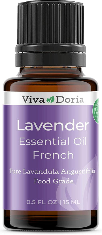 Viva Doria 100% Pure Lavender French Essential Oil, Undiluted, Food Grade, 15 Ml (0.5 Fluid Ounce)