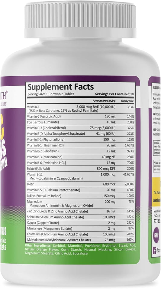 ProCare Health | Bariatric Multivitamin | Chewable | 45mg l Citrus | 90 Count | 3 Month Supply