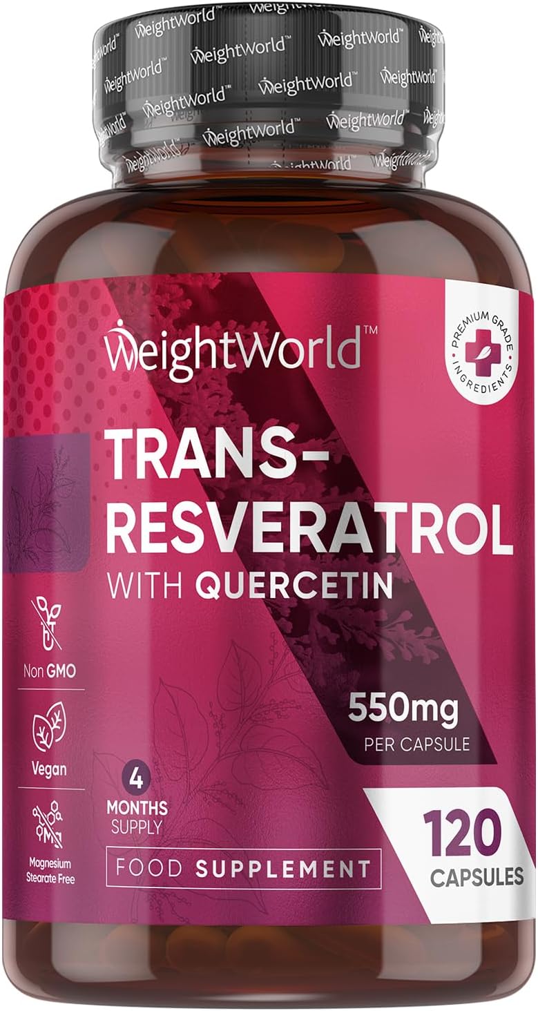 Trans-Resveratrol With Quercetin -120 Capsules - 98% Trans-Resveratrol