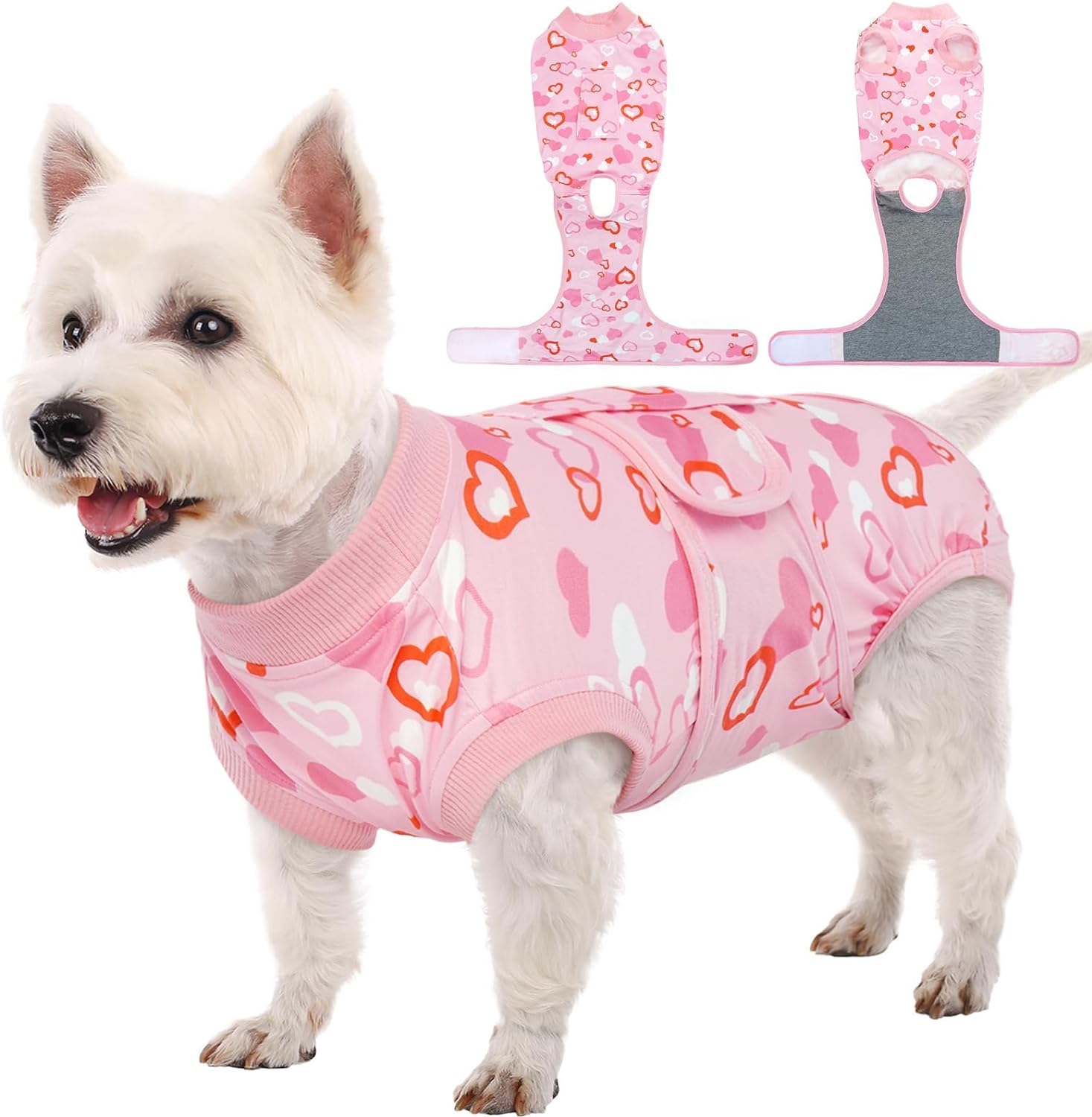 Kuoser Recovery Suit for Dogs After Surgery, Valentine's Day Dog Surgical Recovery Suit for Female Male Dogs, Dog Onesies for Small Dogs, Pet Surgical Suit for Spay Neuter Dog Cone Alternative