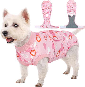 Kuoser Dog Surgery Recovery Suit, Valentine's Day Dog Surgical Recovery Suit for Female Male Dogs, Dog Onesies for Small Dogs, Pet Surgical Suit for Spay Neuter Dog Cone Alternative