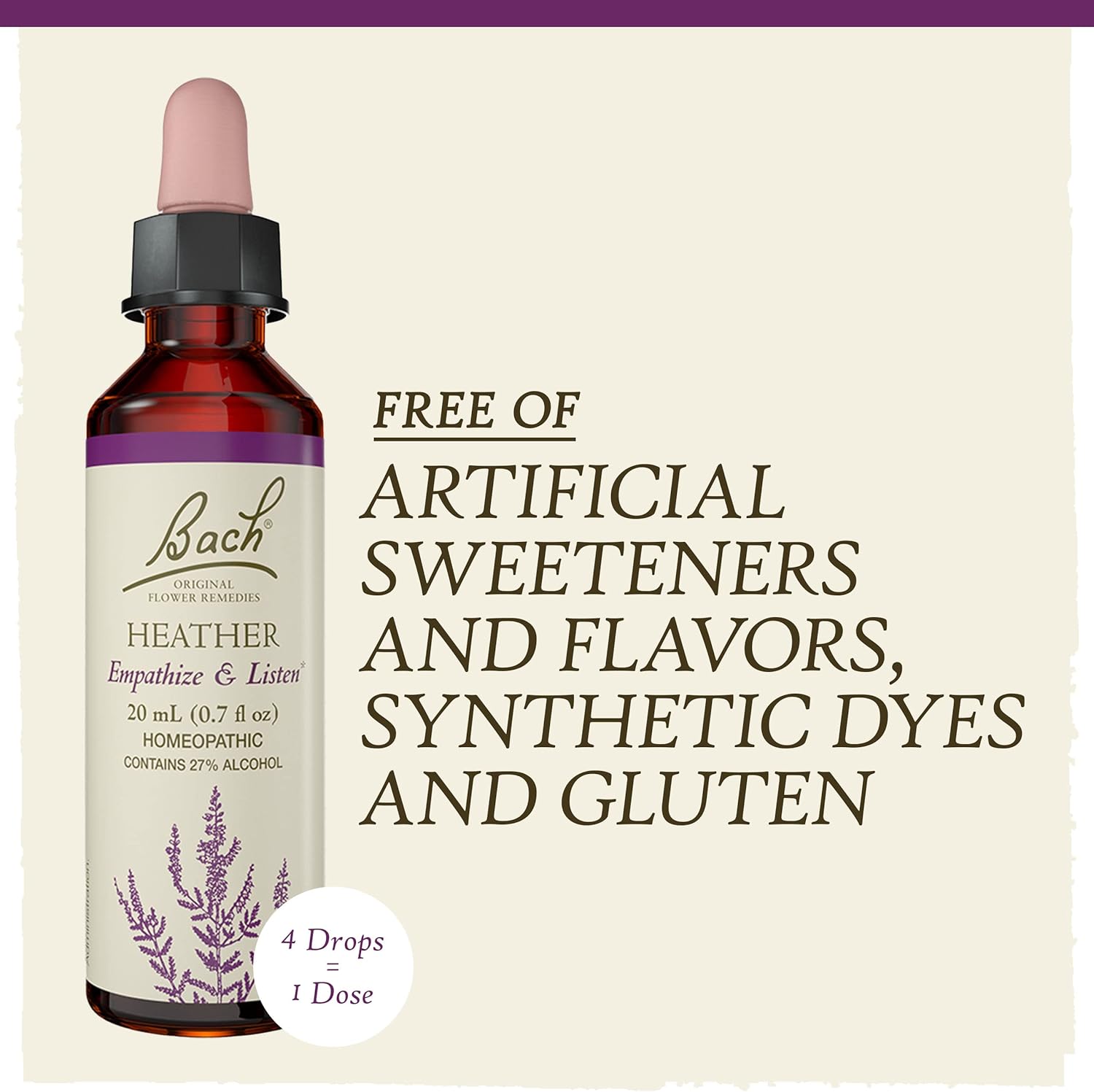 Bach Original Flower Remedies, Heather for Empathy, Natural Homeopathic Flower Essence, Holistic Wellness, Vegan, 20mL Dropper : Health & Household