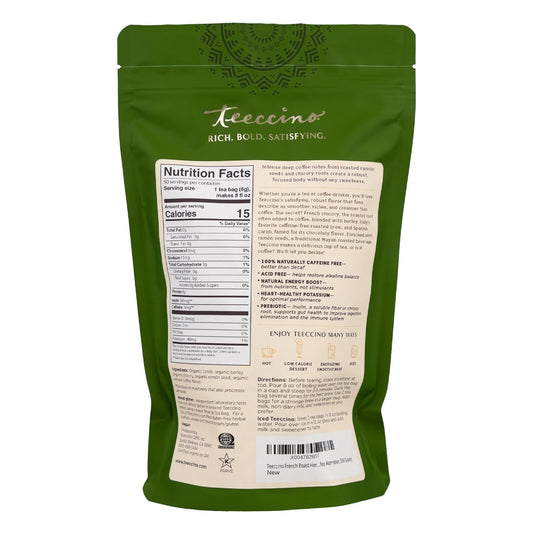 Teeccino French Roast Herbal Tea - Rich & Roasted Herbal Tea That’S Caffeine Free & Prebiotic For Natural Energy, Coffee Alternative, 50 Tagless Eco-Friendly Tea Bags