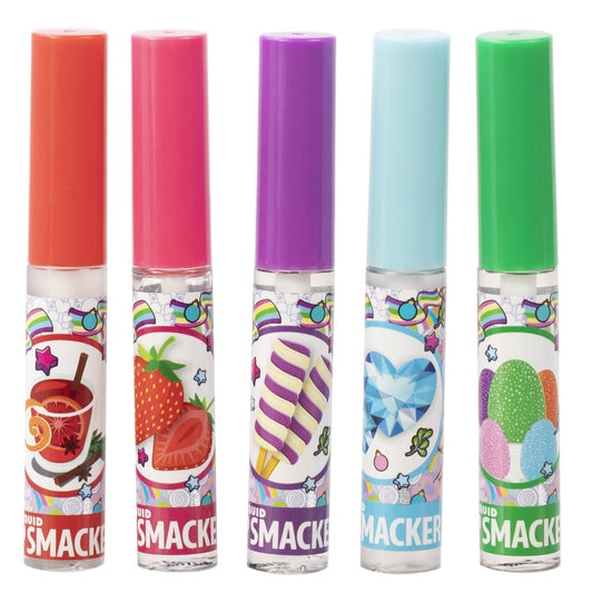 Lip Smacker Original & Best Holiday Christmas Flavored Lip Gloss Party Pack, Holiday Punch, Icy Strawberry, Plumcicle, Aquamarine Magic, Gumdrop