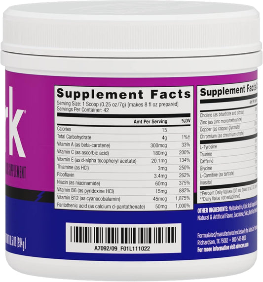 Advocare Spark Vitamin & Amino Acid Supplement - Focus & Energy Drink Powder Mix With Vitamin A, B-6, C & E - Also Includes L-Carnitine & L-Tyrosine - Grape, 10.5 Oz