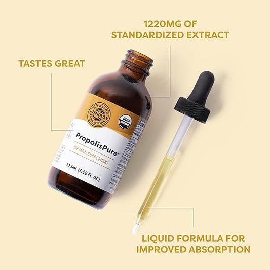 Vimergy PropolisPure ? ? USDA Organic Propolis Liquid Extract ? Immune Support Supplement - Natural Oral & Heart Health Support - Propolis Tincture from Honeybees ? Gluten-Free & Paleo (115 ml)