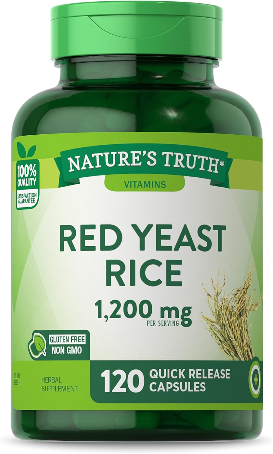 Nature'S Truth Red Yeast Rice Capsules 1200 Mg | 120 Count | Non-Gmo, Gluten Free Supplement