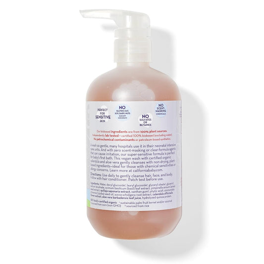 California Baby Super Sensitive Baby Shampoo + Baby Wash | 100% Plant-Based | Unscented Body Wash For Sensitive Skin | Hypoallergenic | 562 Ml / 19 Oz