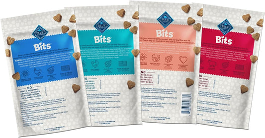 Blue Buffalo Blue Bits Natural Soft-Moist Training Dog Treats, Beef, Salmon, Turkey, And Chicken Recipes 4-Oz Variety Pack, 4Ct