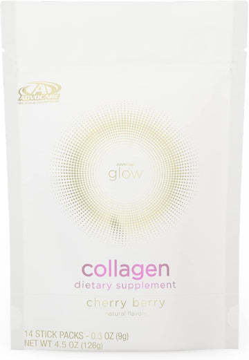 Advocare Glow Collagen Dietary Supplement - Marine Collagen Supplement For Nail, Skin & Hair Care - Includes Vitamins C, D & E - 14 Stick Packs