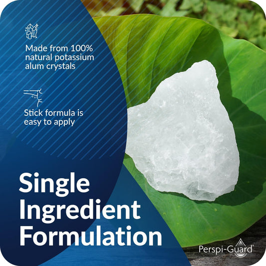 Perspi-Guard 100% Natural Aluminium Free Deodorant - Vegan Friendly Deodorant Stick Made From Naturally-Occurring Asian Tawas Crystals For Sweat Protection & Neutralising Odour-Causing Bacteria - 60G