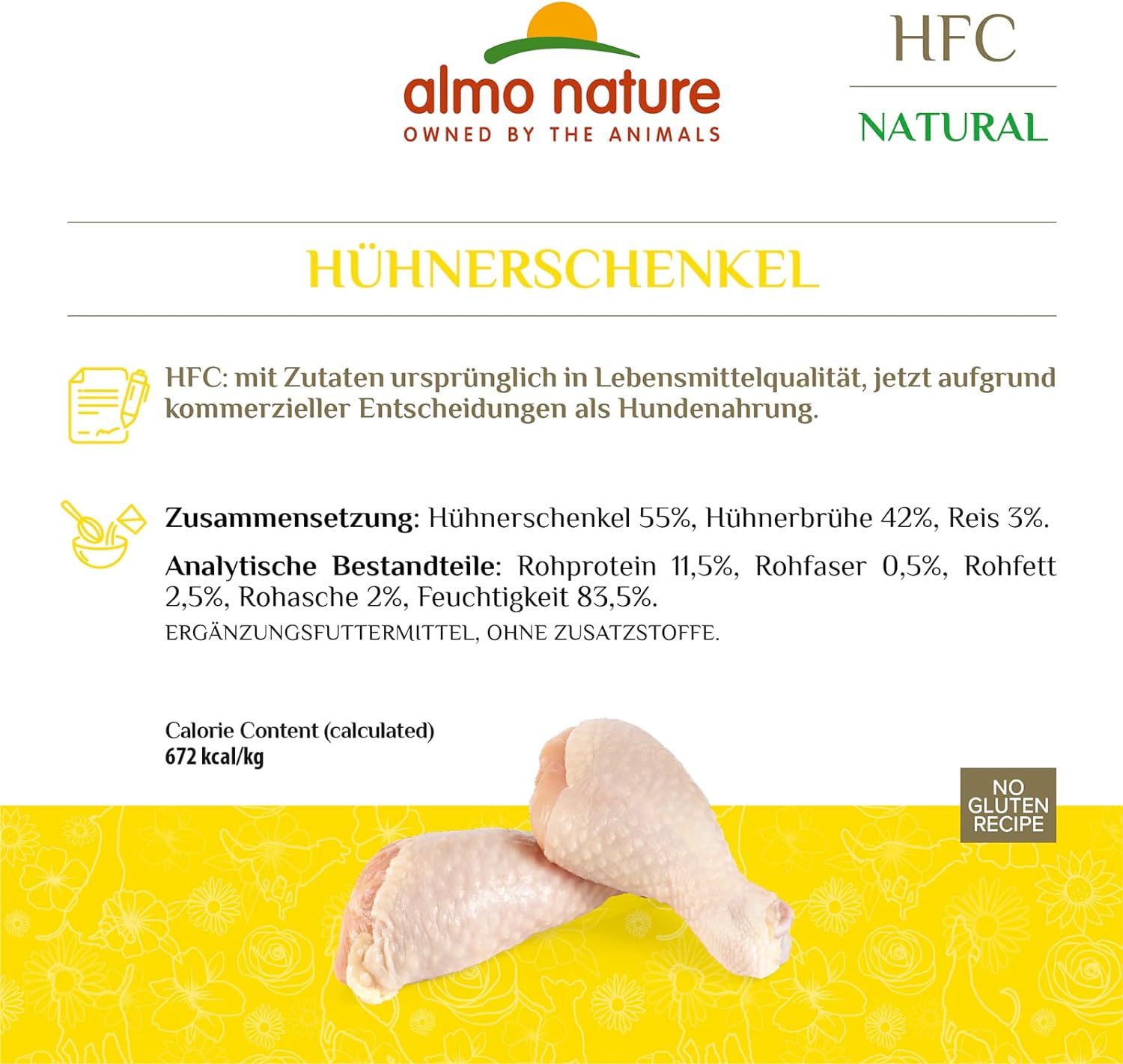Almo Nature HFC Natural Wet Dog Food, Chicken Drumstick, 280 g, Pack of 12 :Pet Supplies