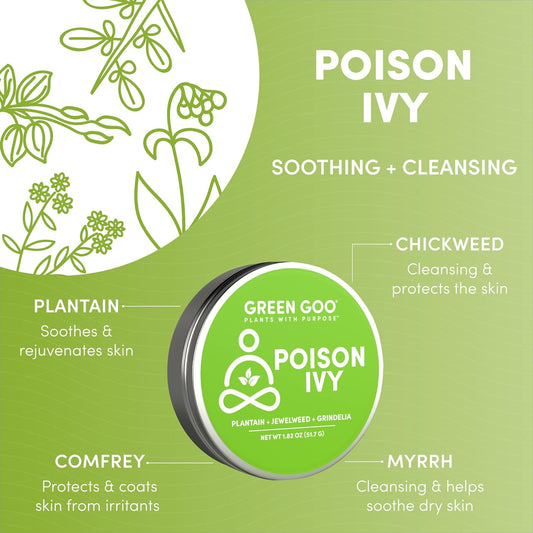 Green Poison Ivy Treatment & Relief salve, Natural Poison Ivy Cream For Soothing Irritation, Protecting Skin & Relieving Pain & Itching, 1.82 Oz