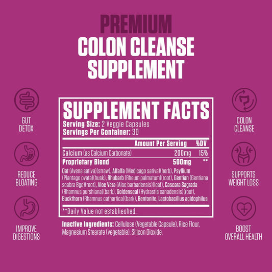 Colon Revive Extra Strength | #1 Rated Colon Cleanse & Detox Supplement | Digestive Support, Reduce Bloating, Constipation Relief W/Buckthron, Alfalfa, Aloe Vera + More For Men & Women - 60 Pills