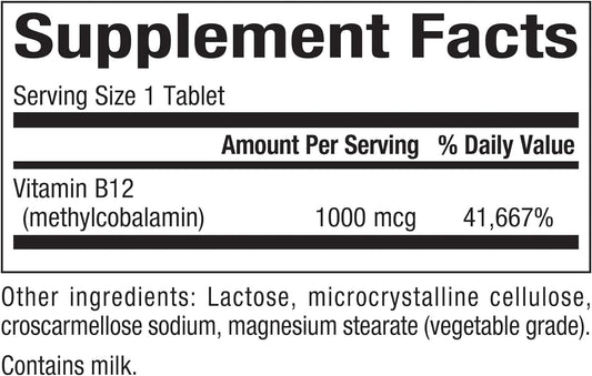 Natural Factors, Vitamin B12 Methylcobalamin 1000 Mcg, Chewable Support For Energy And Immune Health, Vegetarian, Gluten Free, 90 Tablets (90 Servings)