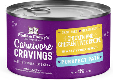 Stella & Chewy'S Carnivore Cravings Purrfect Pate Cans – Grain Free, Protein Rich Wet Cat Food – Chicken & Chicken Liver Recipe – (5.2 Ounce Cans, Case Of 24)