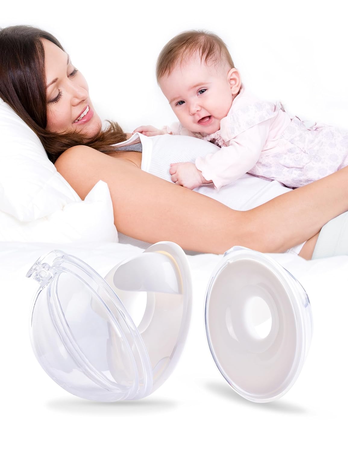 HOFISH Wearable Milk Collector Breast Shells for Sore Nipples for Pumping or Breastfeeding, Easy to Wear, Made Without BPA White