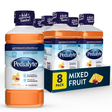 Pedialyte Electrolyte Solution, Mixed Fruit, Hydration Drink, 8 Bottles, 1 Liter Each