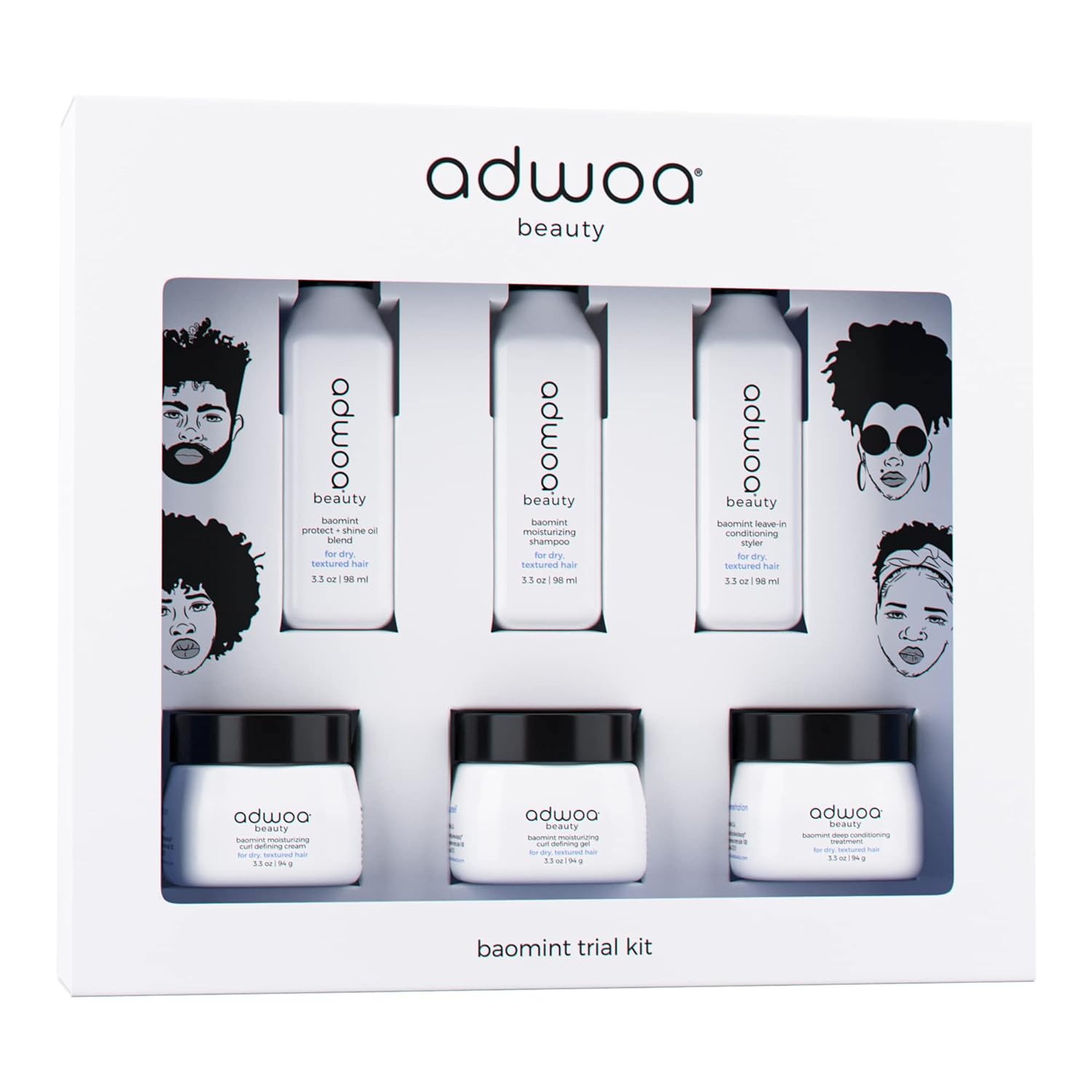 adwoa beauty Baomint™ Phase 1 Collection with Biotin, Baobab, Mint, Rosemary, And Pumpkin Seed Oils To Aid Growth ?And Support Length Retention For Kinky, Coily and Curly Hair