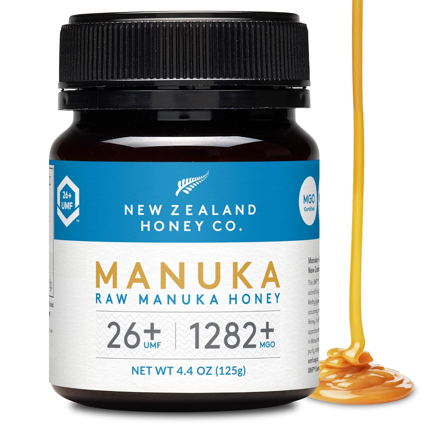 New Zealand Honey Co. Raw Manuka Honey Umf 26+ | Mgo 1282+, Umf Certified /4.4Oz
