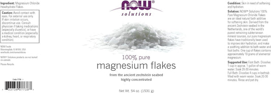 NOW Solutions, Magnesium Flakes, 100% Pure, from the Ancient Zechstein Seabed, Highly Concentrated, 54-Ounce