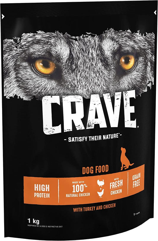 Crave Dry Dog Food with Turkey and Chicken – High Protein and Grain-Free – 1 kg (Pack of 4)?424950