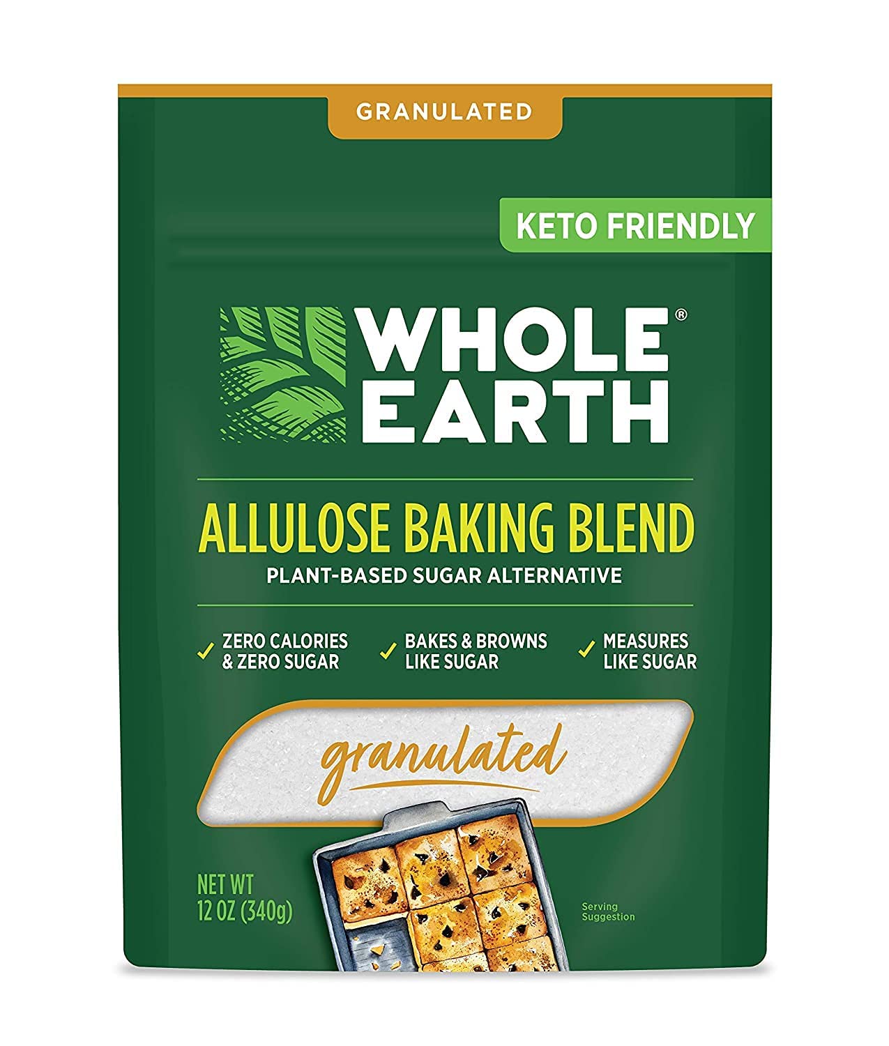 Whole Earth Sweetener Co. Allulose Baking Blend, Granulated, Plant-Based Sugar Alternative, 12 Oz, Pack Of 4