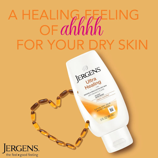 Jergens Ultra Healing Dry Skin Moisturizer, Body and Hand Lotion, for Long Lasting Skin Hydration, with HYDRALUCENCE blend, 3 Fl Oz (Pack of 3)