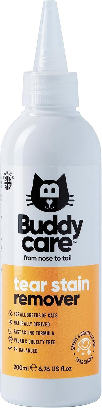 Cat Tear Stain Remover by Buddycare | Fast-Acting Tear Stain Remover for Cats| Naturally Derived, PH-Balanced Formula (200ml)