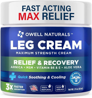 OWELL NATURALS Restless Legs Cream - Fast-Acting Maximum Strength Natural Relief for Restless Legs Syndrome