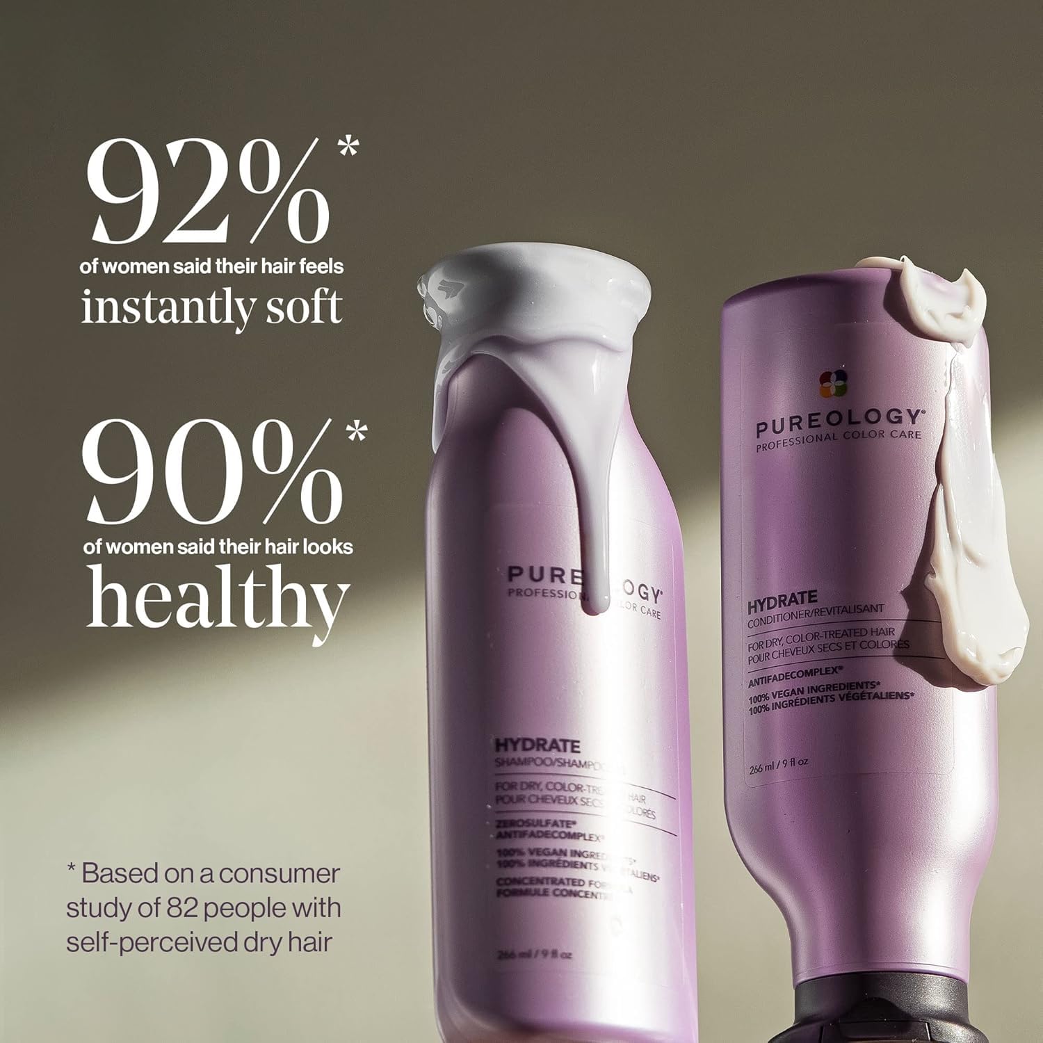 Pureology Hydrate Moisturizing Shampoo and Conditioner Set | Softens and Deeply Hydrates Dry Hair | For Medium to Thick Color Treated Hair | Sulfate-Free | Vegan : Beauty & Personal Care