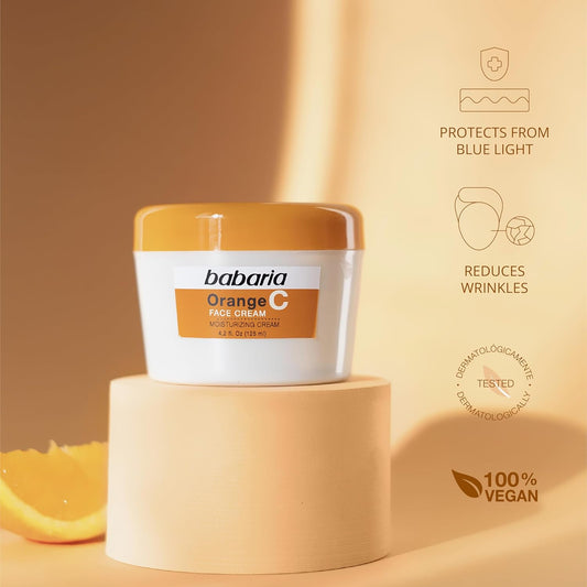 Babaria Vitamin C Face Cream - Brightens Complexion - Improves Elasticity With High Moisturizing Formula - Fades Sun Spots And Discoloration - Protects Against Airborne Pollutants - 4.2 Oz