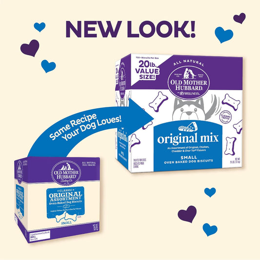 Old Mother Hubbard By Wellness Classic Original Mix Natural Dog Treats, Crunchy Oven-Baked Biscuits, Ideal For Training, Small Size, 20 Pound Box