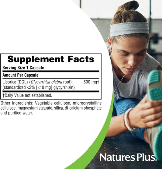 NaturesPlus Herbal Actives Licorice (DGL) Capsules - 500mg, 60 Vegan Supplements - Vegetarian, Gluten-Free - 60 Servings : Health & Household