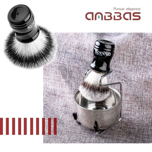 Anbbas Pure Badger Shaving Brush With Wood Handle,Stainless Steel Shaving Stand And Soap Bowl Perfect For Men Wet Shave