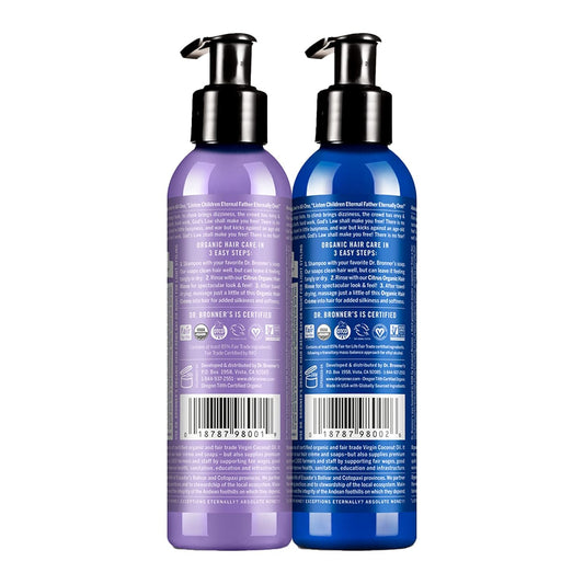 Dr. Bronner's - Organic Hair Crème (6 oz Variety Pack) Lavender Coconut & Peppermint - Leave-In Conditioner and Styling Cream, Made with Organic Oils, Hair Cream Supports Shine and Strength, Nourishes Scalp, Non-GMO | 2 Count