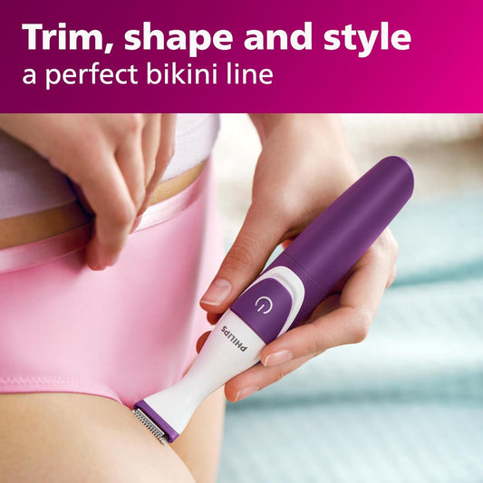 Philips Beauty Bikini Genie Cordless Trimmer For Bikini Line Hair Removal, With Shaving Head And Comb, Brt383/50