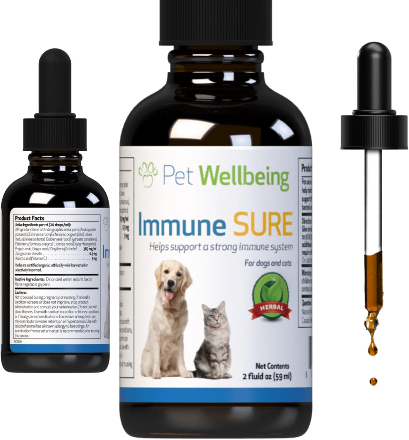 Pet Wellbeing Immune Sure For Cats - Vet-Formulated - Immune System Support & Protection - Natural Herbal Supplement 2 Oz (59 Ml)