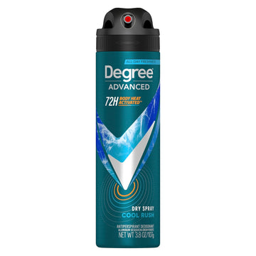 Degree Men Antiperspirant Deodorant Dry Spray Cool Rush 12 Count 72-Hour Sweat And Odor Protection Deodorant For Men With Body Heat Activated Technology 3.8 Oz