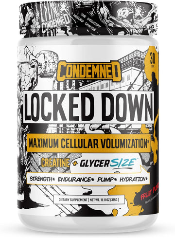Condemned Labz Locked Down | Creatine Performance Complex | Creatine Monohydrate, Glycerol, Taurine | Enhanced Hydration, Energy & Stamina | 30 Servings (Lemon Lime)
